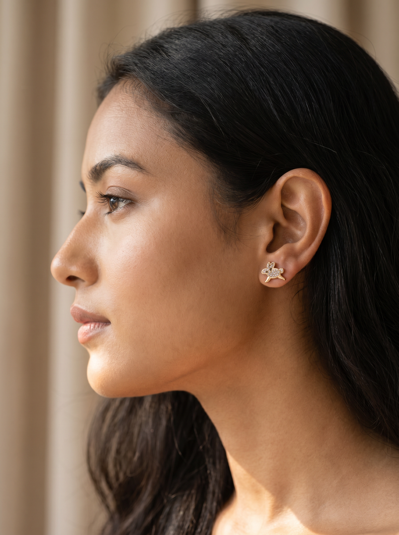 Rabbit Studs with CZ Stones