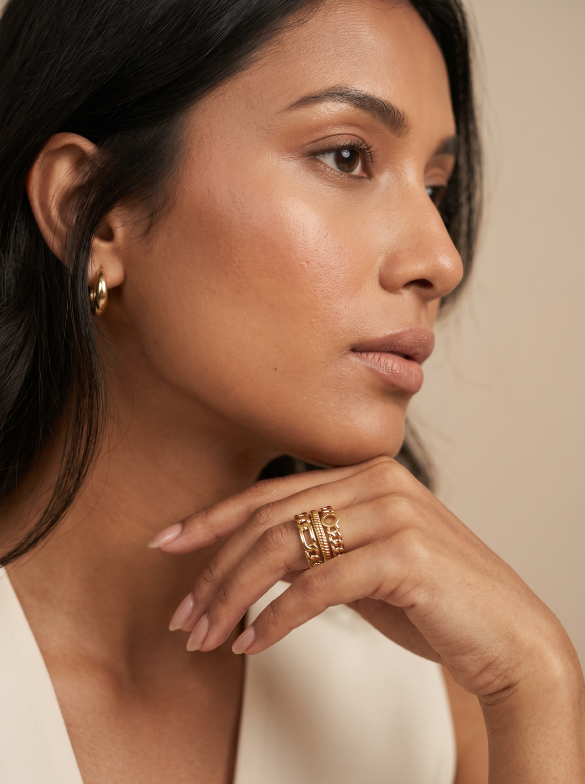 Egyptian Style Gold Stacked Ring