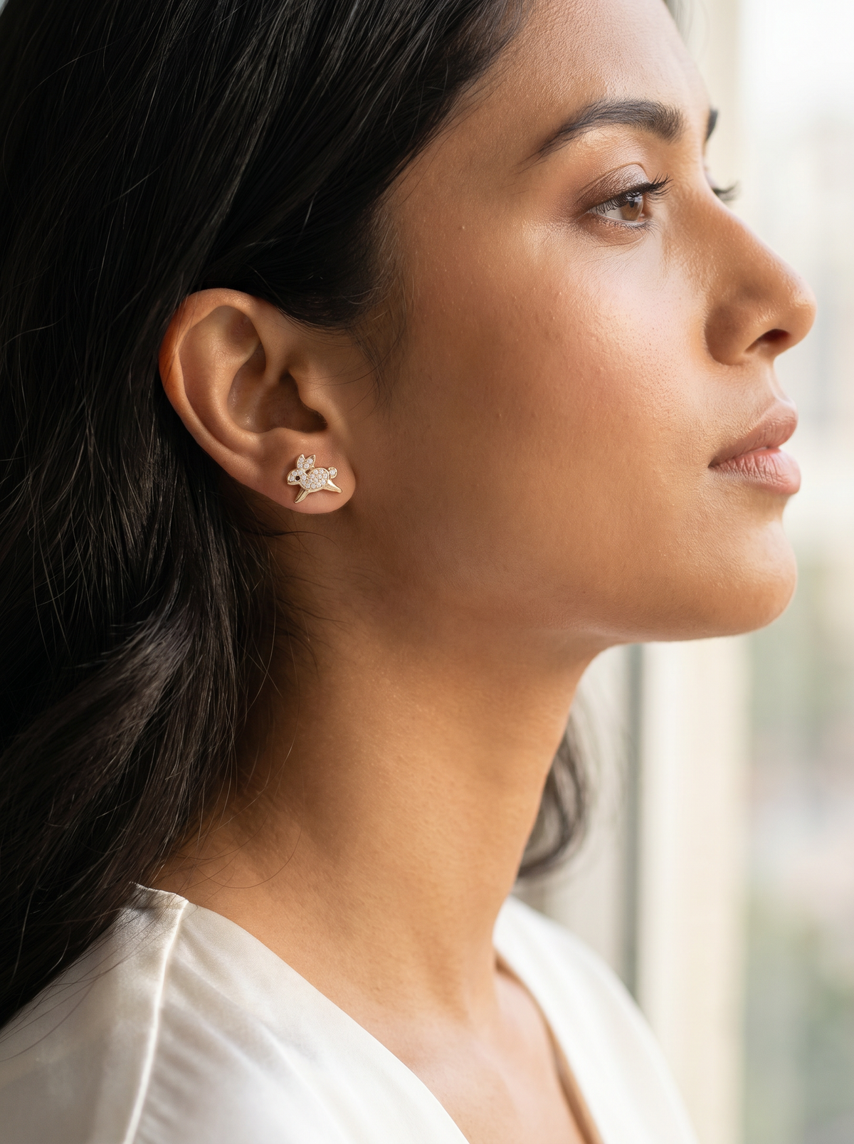 Rabbit Studs with CZ Stones