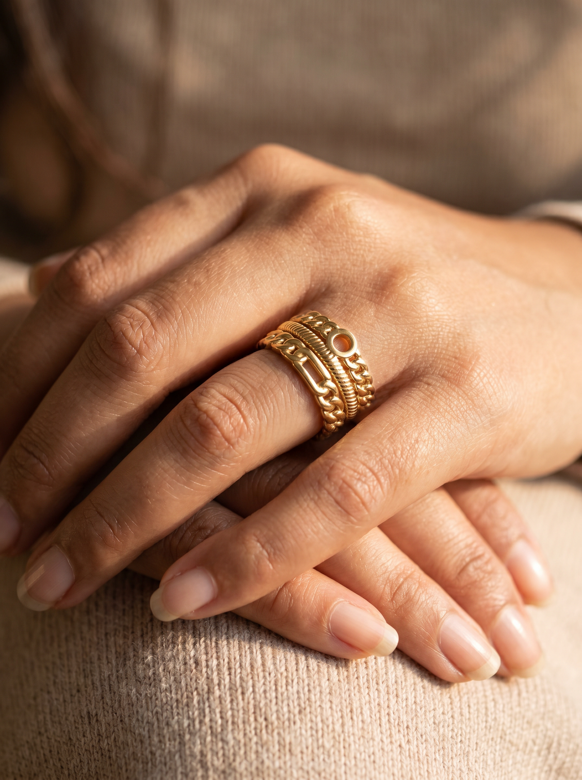 Egyptian Style Gold Stacked Ring