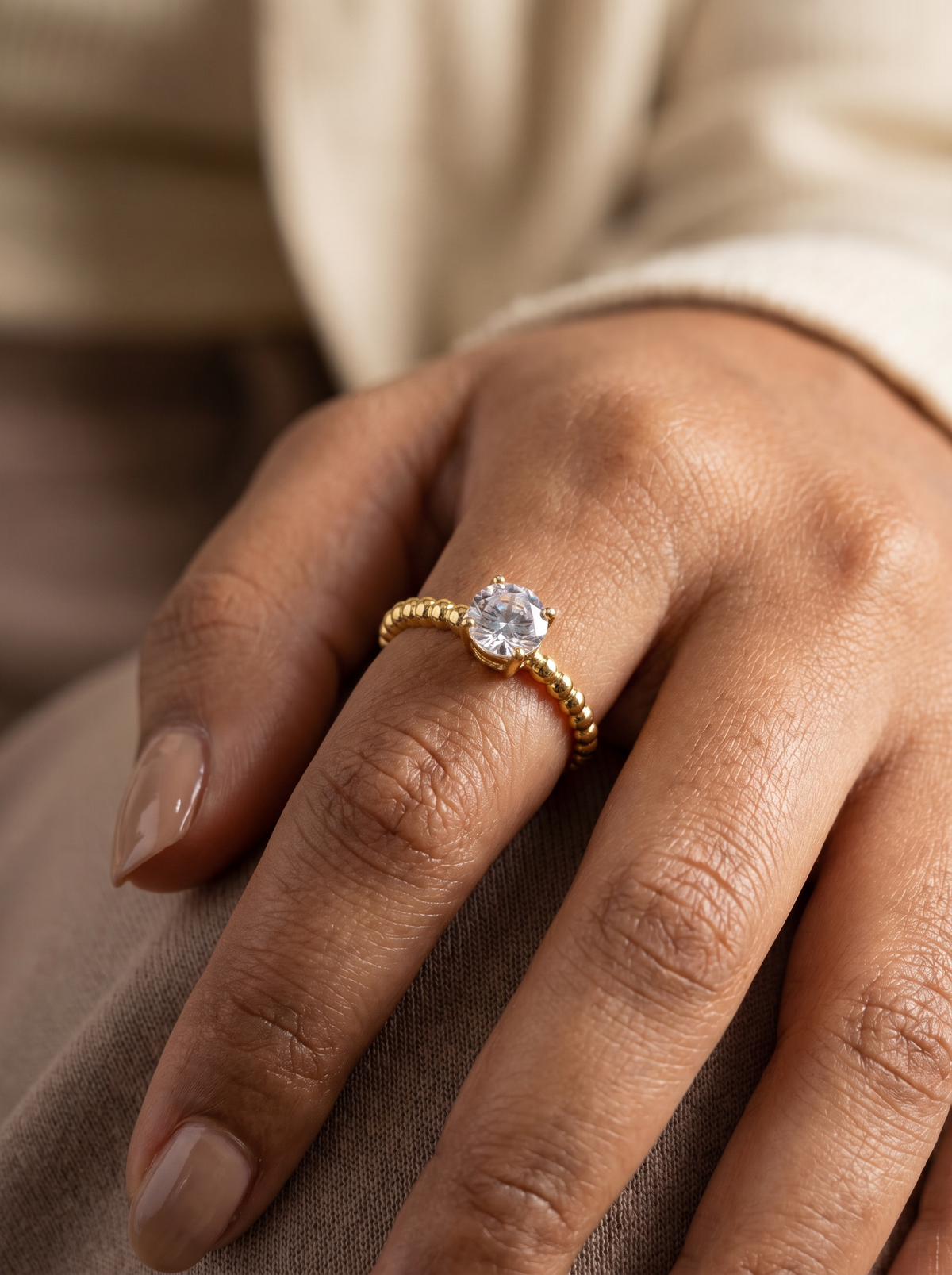 Single Stone Diamond Cut Ring
