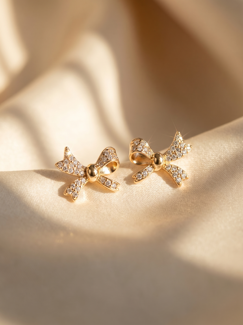 Bow Studs with CZ Stones