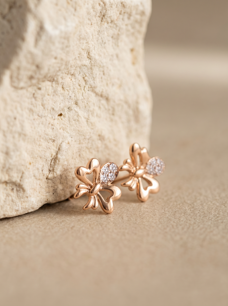 Cute Butterfly Stud with CZ Stones