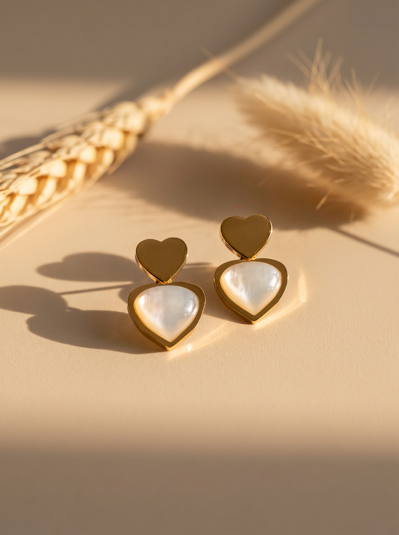 Heart in Heart Droplet with Pearl