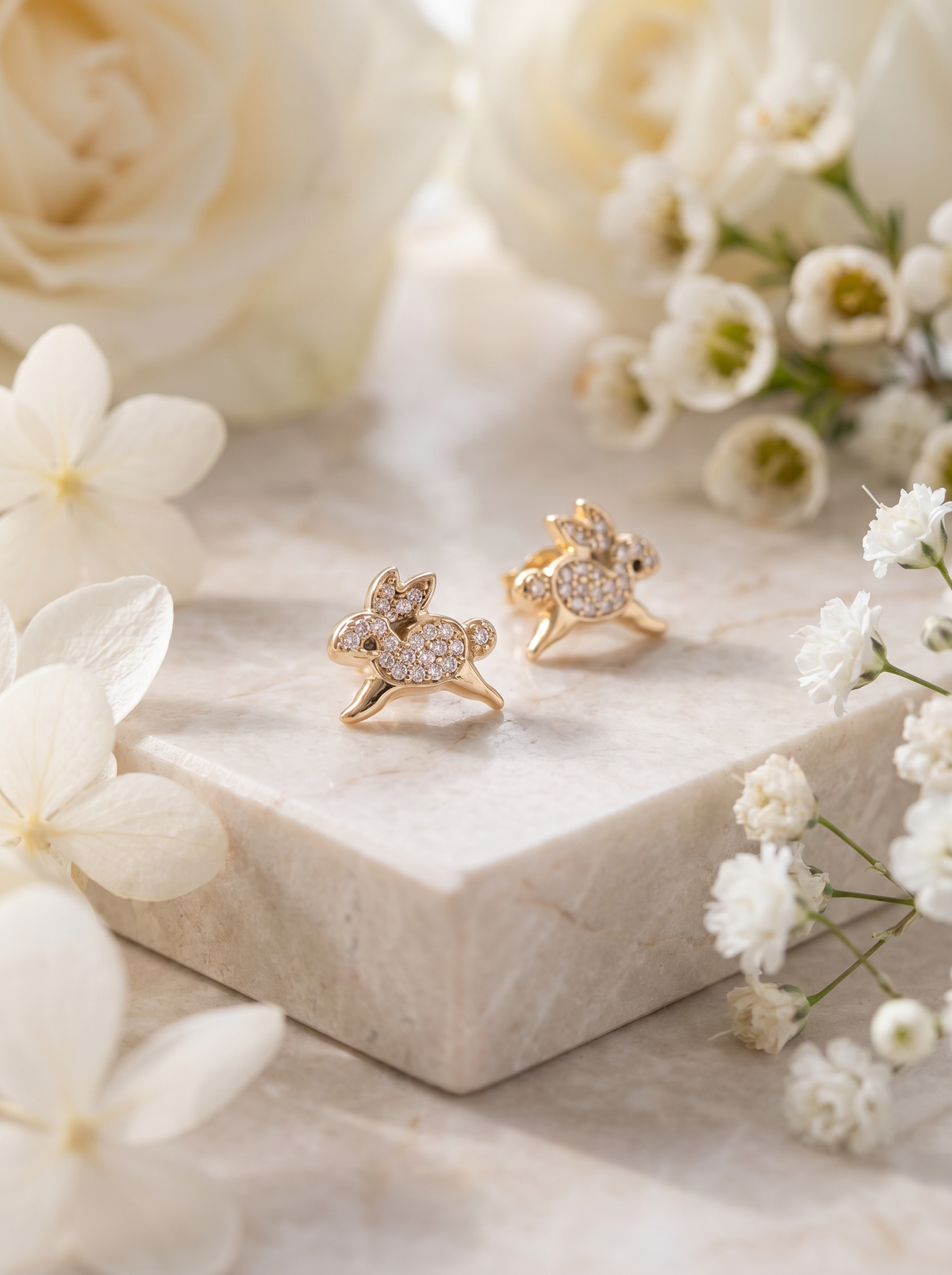 Rabbit Studs with CZ Stones