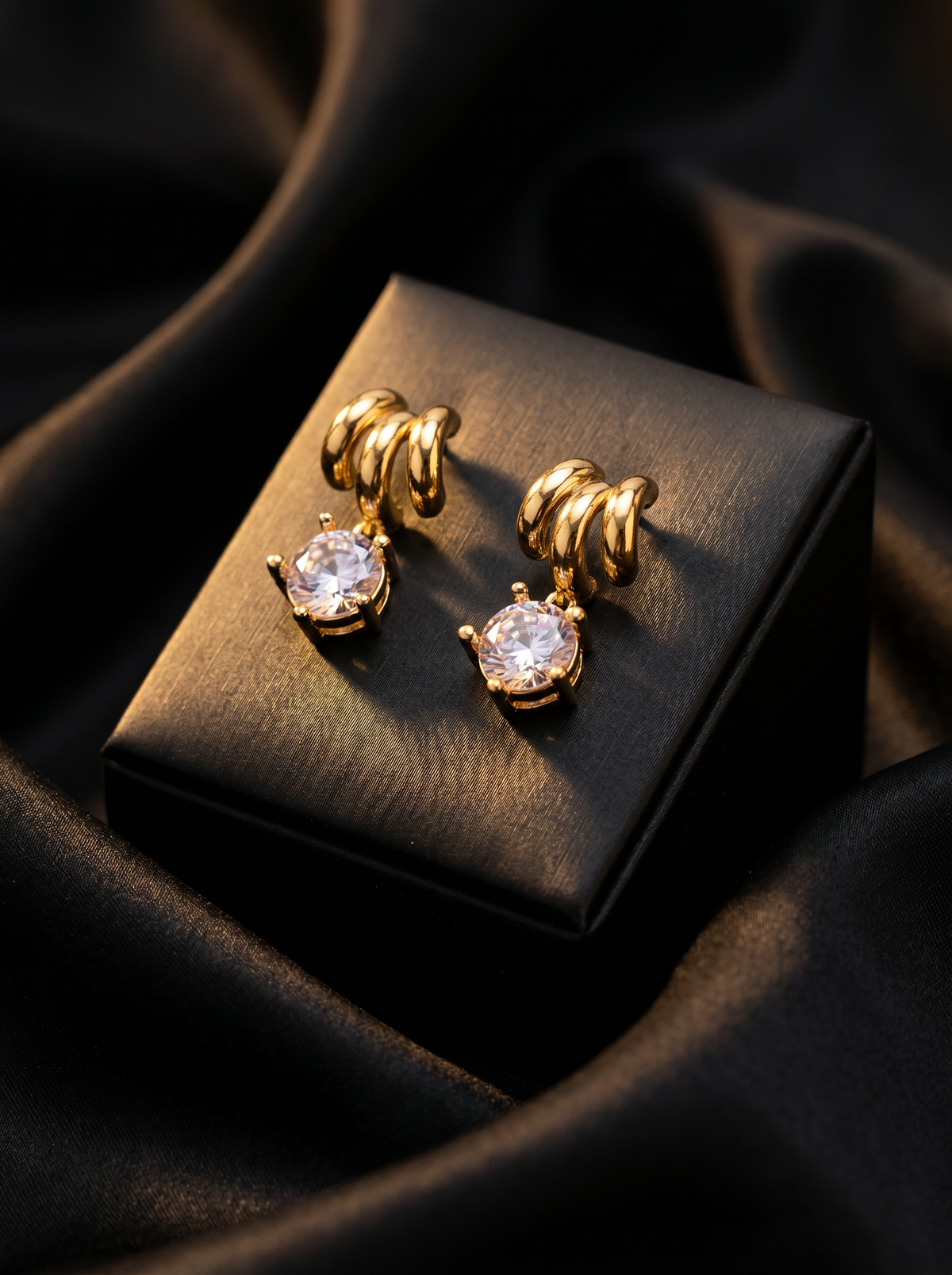 Single Stone Half Ring Earrings