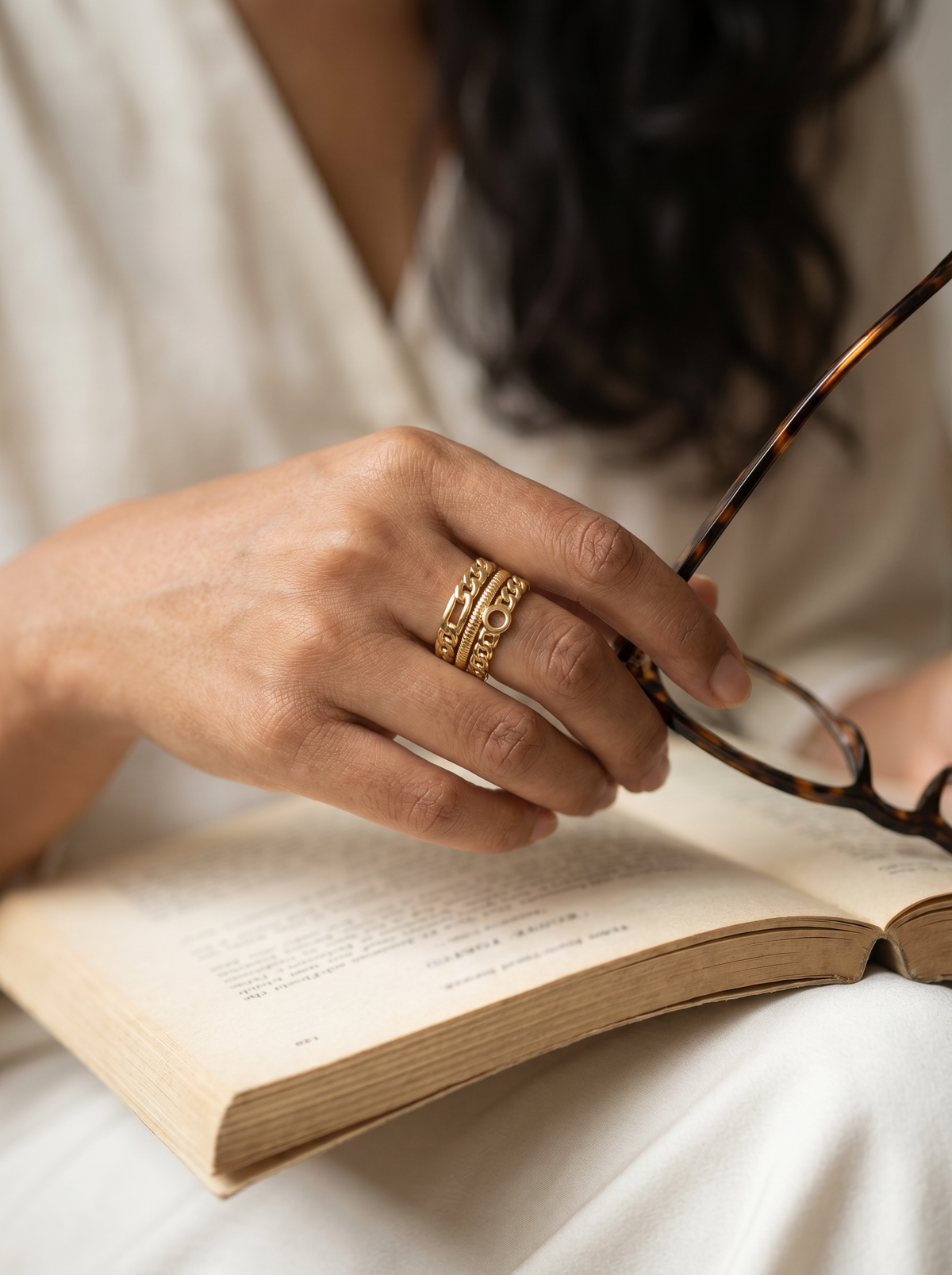 Egyptian Style Gold Stacked Ring
